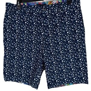 Robert Graham Shorts Mens 36 Blue Floral Flat Front Chino Preppy Abstract Flip